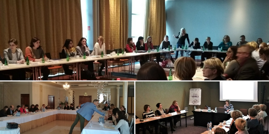 Na zdjęciach uczestnicy szkolenia i prowadzący w Poznaniu, Gdańsku i Lublinie